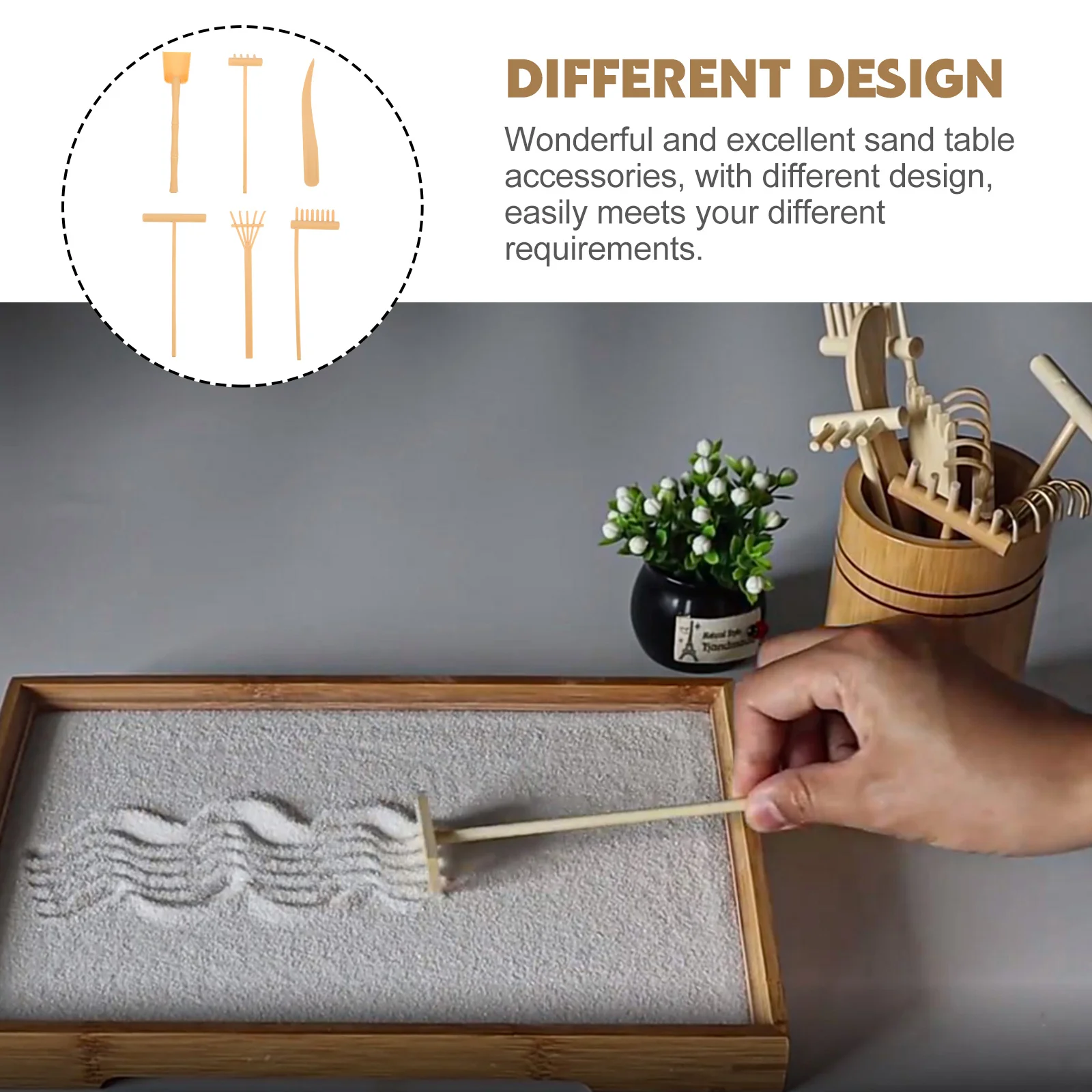 

6Pcs Mini Rakes Push Tools Sand Smoothing Rake for Zen Garden Sand Painting Rake Tool Fun Decorative Desktop Accessory