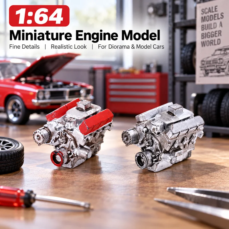 1:64 Engine Model Simulation Micro Garage Scene Ornament for Car Model Display Collector Sand Table Decoration Accessory