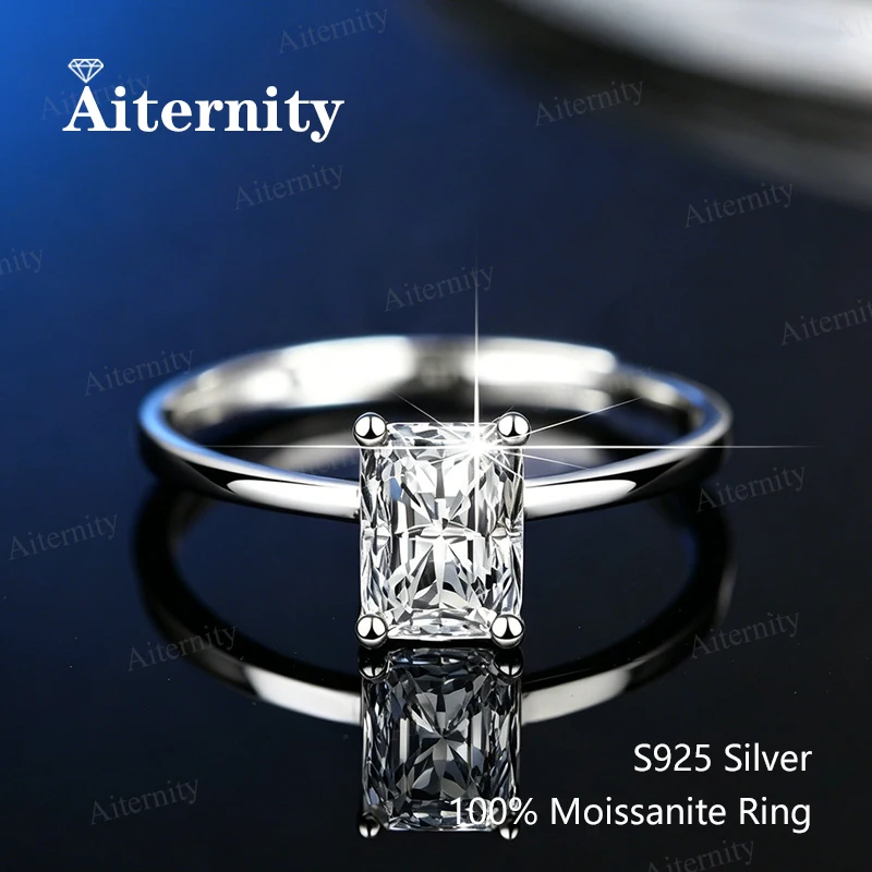 GRA-zertifizierte Radiant-Schliff Moissanit-Ringe, D-Farbe, VVS1-Klarheit, S925 Sterling Silber Halo-Ring für Hochzeiten, Partys und den täglichen Gebrauch. – Detail 15