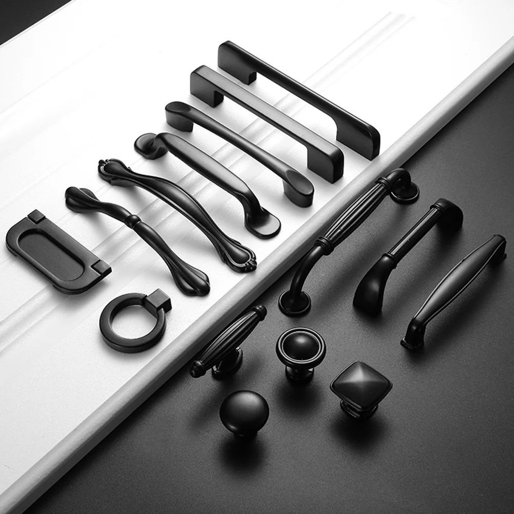 

Modern Simple 13-Black Concave Handle for Cabinet Wardrobe Drawer Durable Lightweight Aluminum Alloy Cabinet Handle