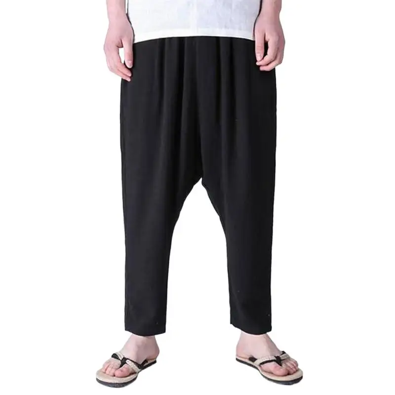 

2024 Autumn men's cotton Linen Haren pants,middle-low crotch small legs Pants Plus size Casual Pants Trousers M- 5XL 6XL spodnie