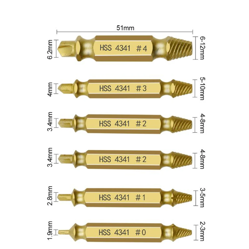 Двухсторонний экстрактор винтов HHS, экстрактор поврежденных винтов, фотоэкстрактор, набор сверл, экстрактор сломанных болтов, болтов, шпилек