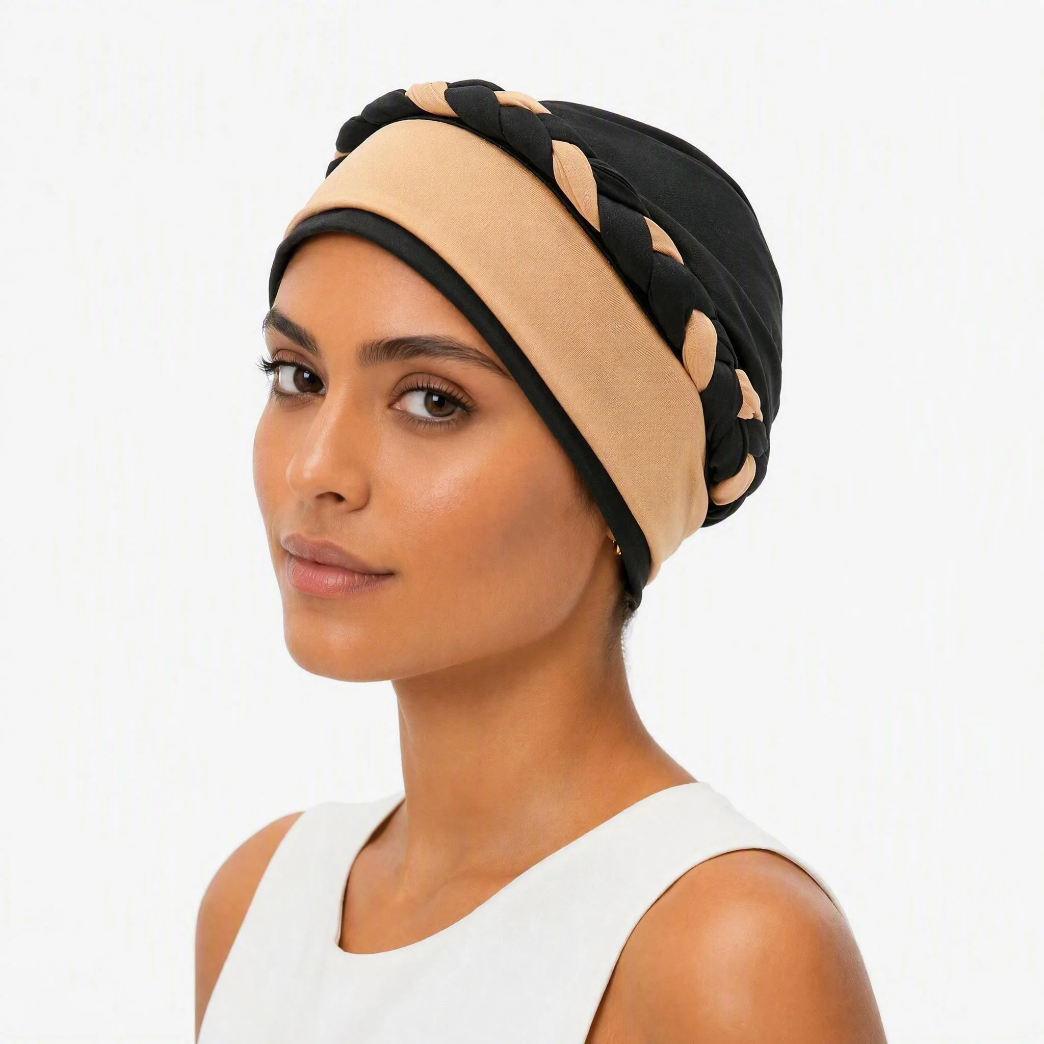 2026 New Colorblock Twisted Hijab Turban Hat African Head Scarf Beanie Cancer Chemo Headwear Stylish Wraps for Women