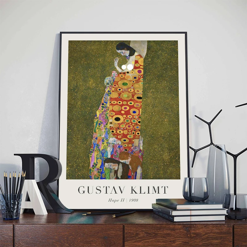 Gustav Klimt Vintage Art Exhibition Abstract Posters and Prints Canvas Painting Wall Art Picture for Living Room Home Decor