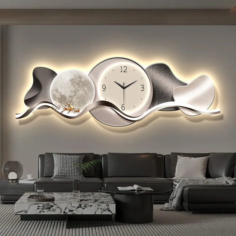 

Art Mural Luxury LED Wall Clock Interior Aesthetic Silent Minimalist Wall Watch Nordic Living Room Digital Clock Home Decor