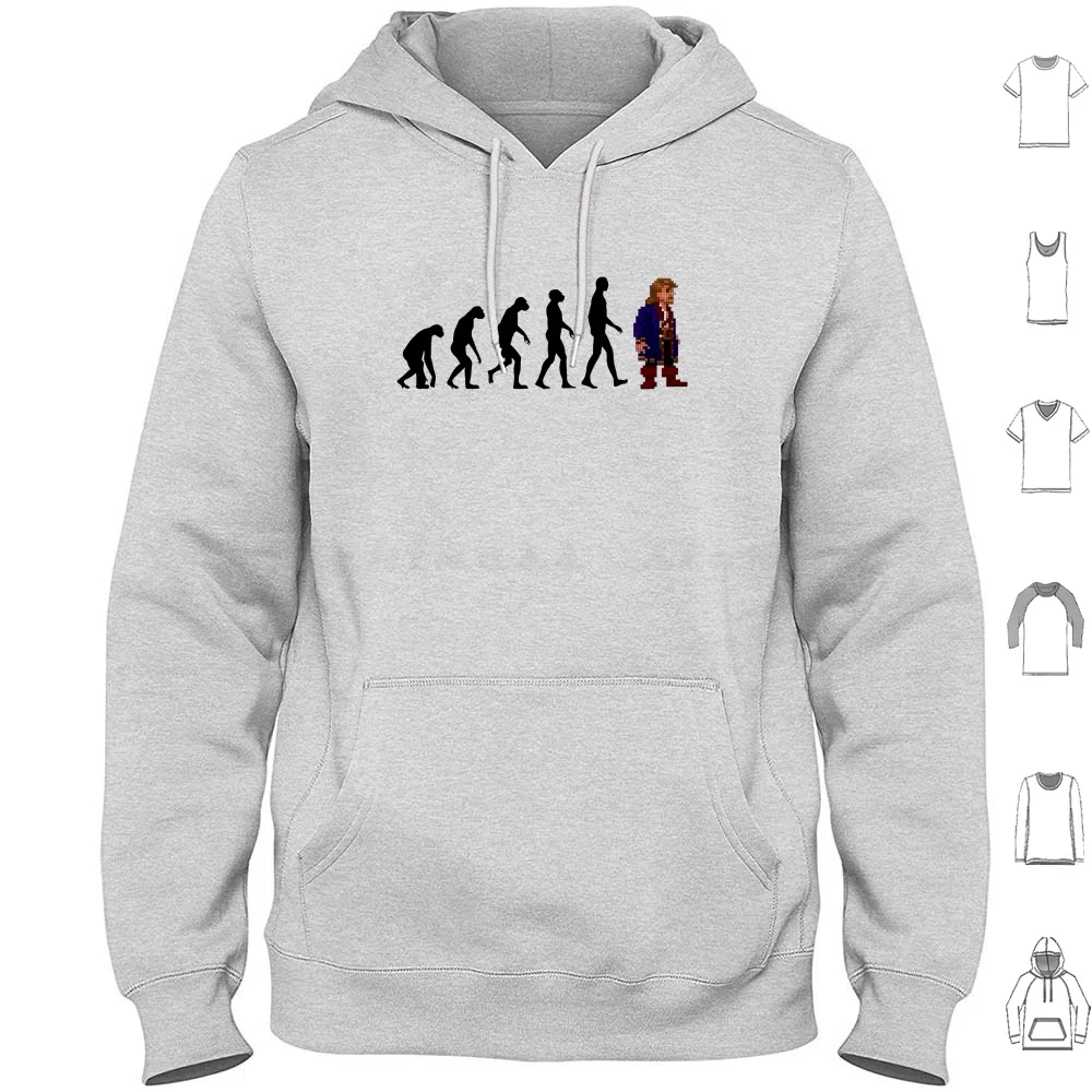 Guybrush Evolution Hoodie cotton Long Sleeve Guybrush Treepwood Monkey Island Classic Pc Game 8 Bit Human Evolution