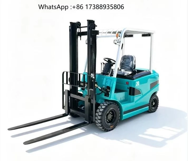 Economy 2 Ton 4 Wheel Electric Forklift 64V 100Ah Lithium Battery 3m Lift Height 2 Stage Mast for Factory Warehouse