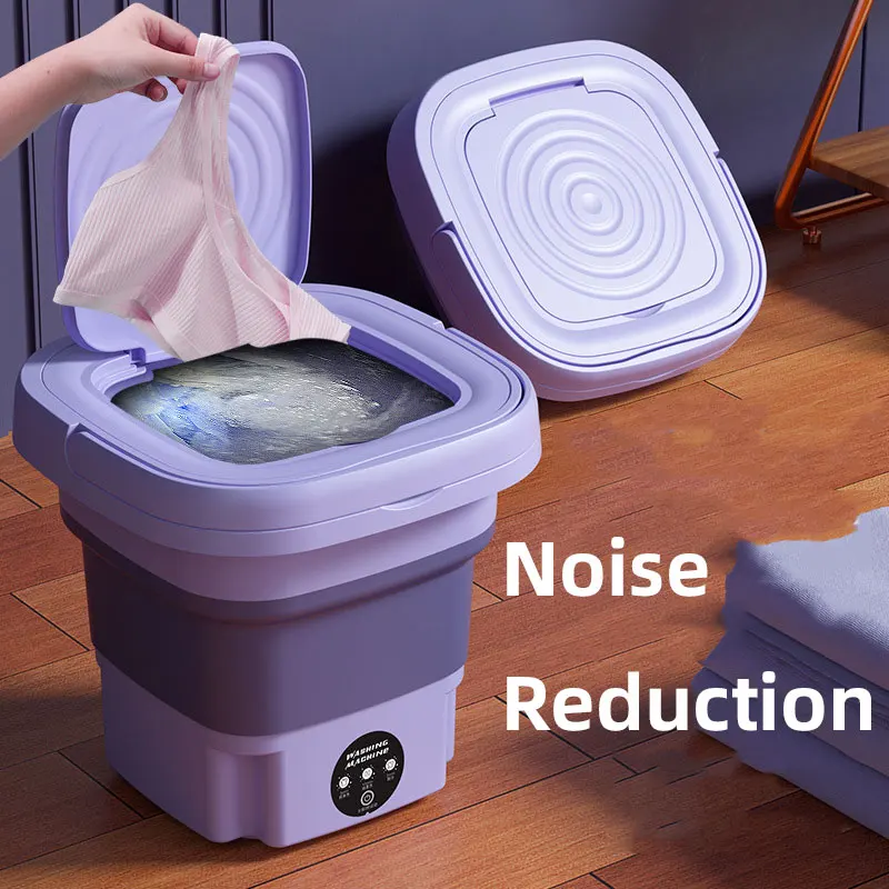 Mini Automatic Folding Washing Machine,Portable Home Underwear Elution Washer,8L Capacity,3 Speed Strong Power Cleaning,Health