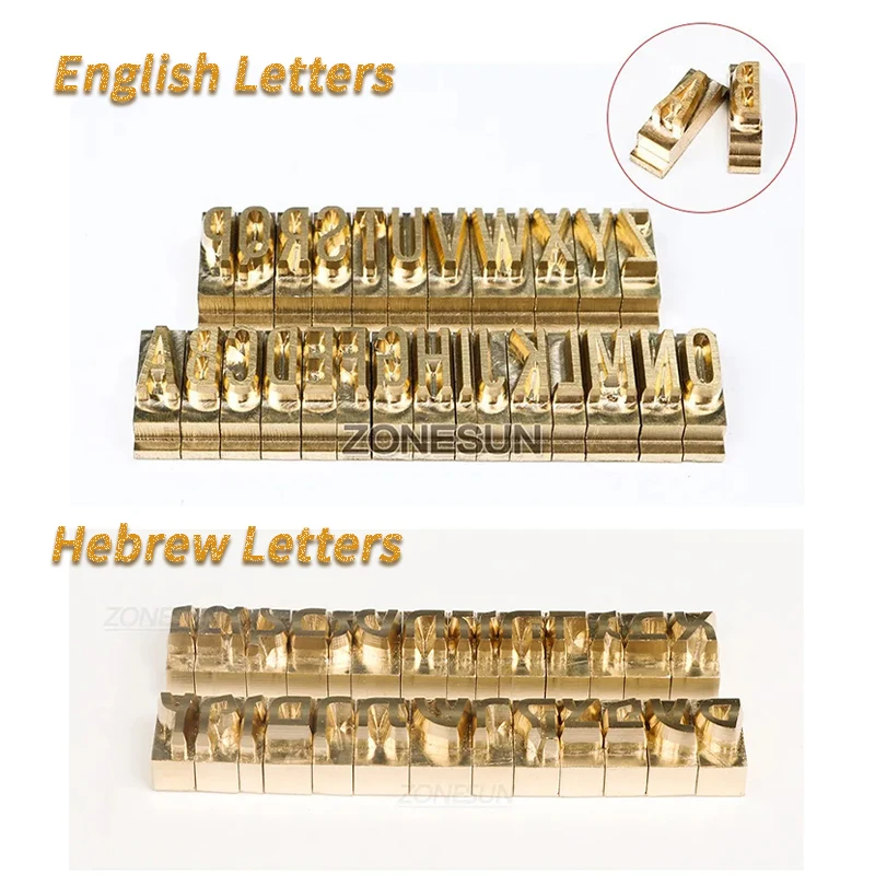 

ZONESUN CustomLink 44pcs Brass Stamp Alphabet Mold English Letters Numbers Symbols for Handmade Wallet Phonecase Stamping Bronzi