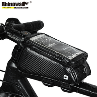 Rhinowalk Bike Bag 1.5L Waterproof Bicycle Handlebar Bag MTB Frame Front Top Tube Bag  Phone Case Touchscreen Bag With Raincover