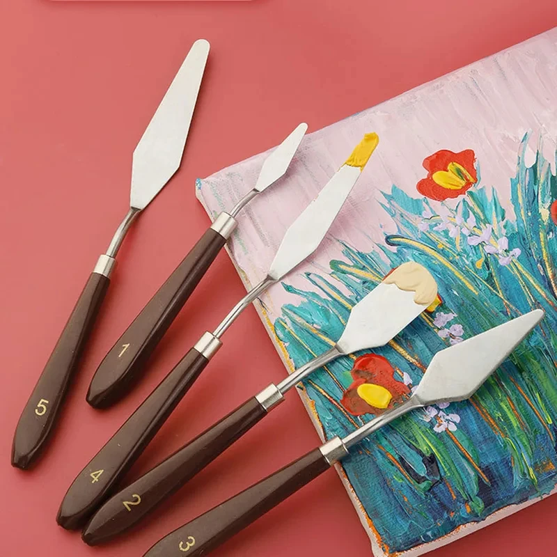 7Pcs/Set Stainless Steel Oil Painting Knives Artist Crafts Spatula Palette Knife Oil Painting Mixing Knife Scraper Art Tools