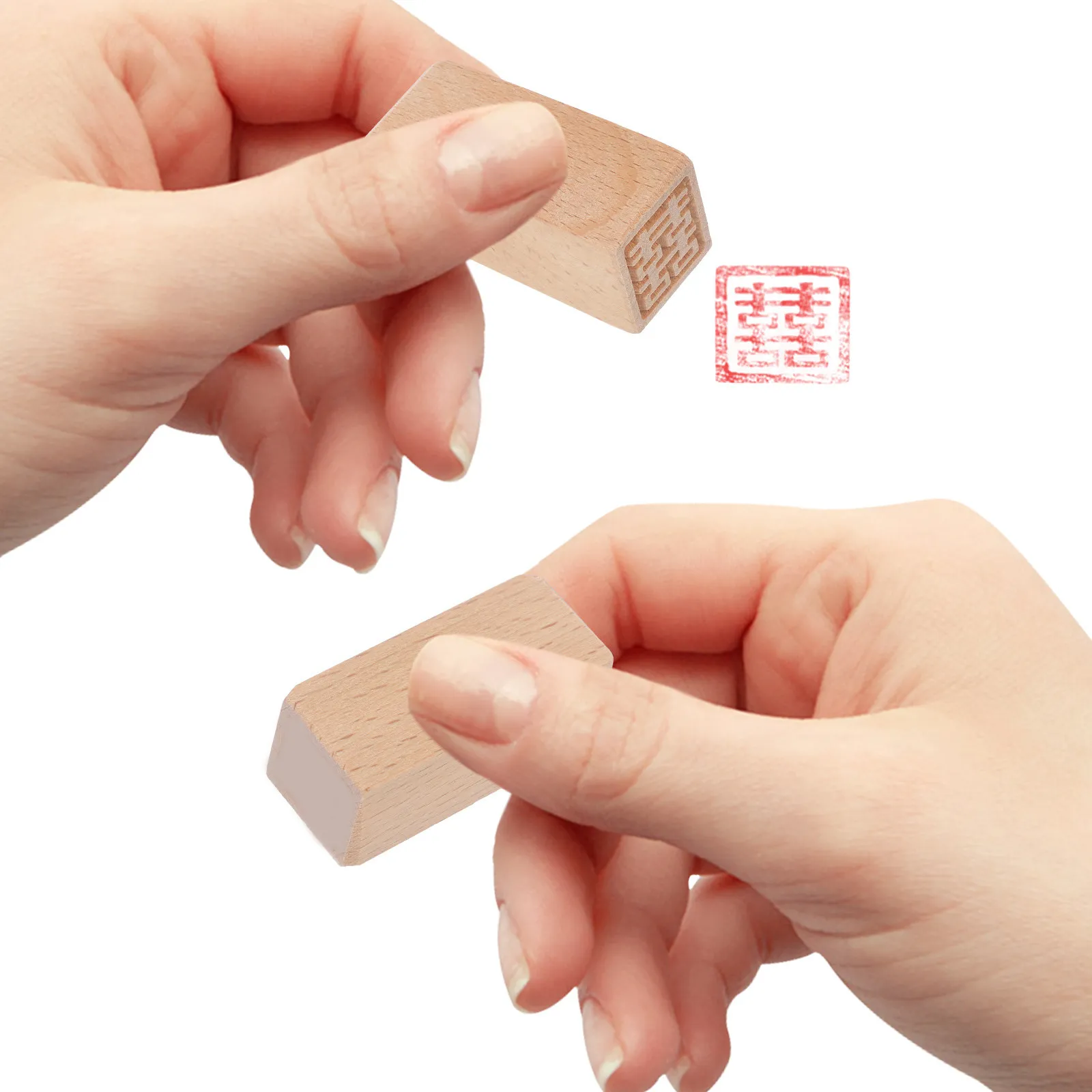 2 Stück Holzstempel mit einzigartigem, schickem Muster für DIY-Scrapbooking, Handbuch, Kinderspiel, kreatives Siegel, quadratischer Stempel, Dekoration