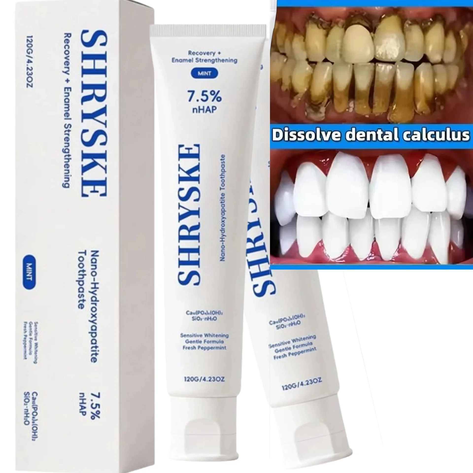 Nano Hydroxyapatite Tooth Color Correction Agent,Stains Cleaning Whitening Toothpaste,Teeth Odour Bad Breath Prevent Tooth Care