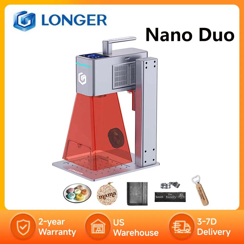 LONGER Nano Duo Laser Engraver,20W Blue+2W IR Laser,300×300mm,10000mm/s,0.00199mm,16MP AI Camera,3D Embossing