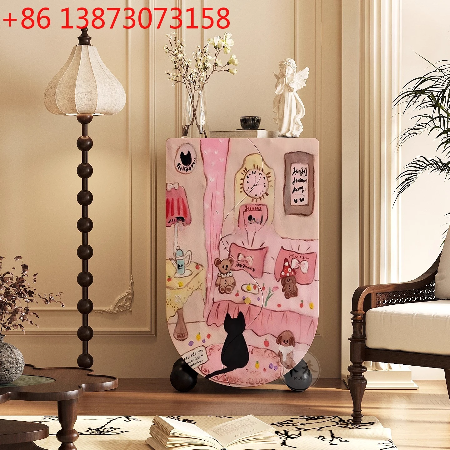 Cure Department Pink Niche Art Dopamine Solid Wood Home Bedroom Wall Locker