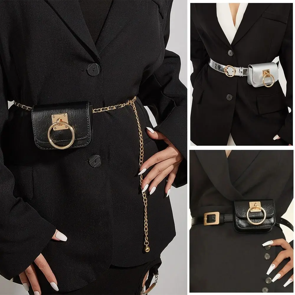 

Новая квадратная женская винтажная поясная сумка из искусственной кожи двойного назначения в готическом стиле, поясная сумка в стиле Y2K, дорожная поясная сумка с металлической пряжкой, ремни