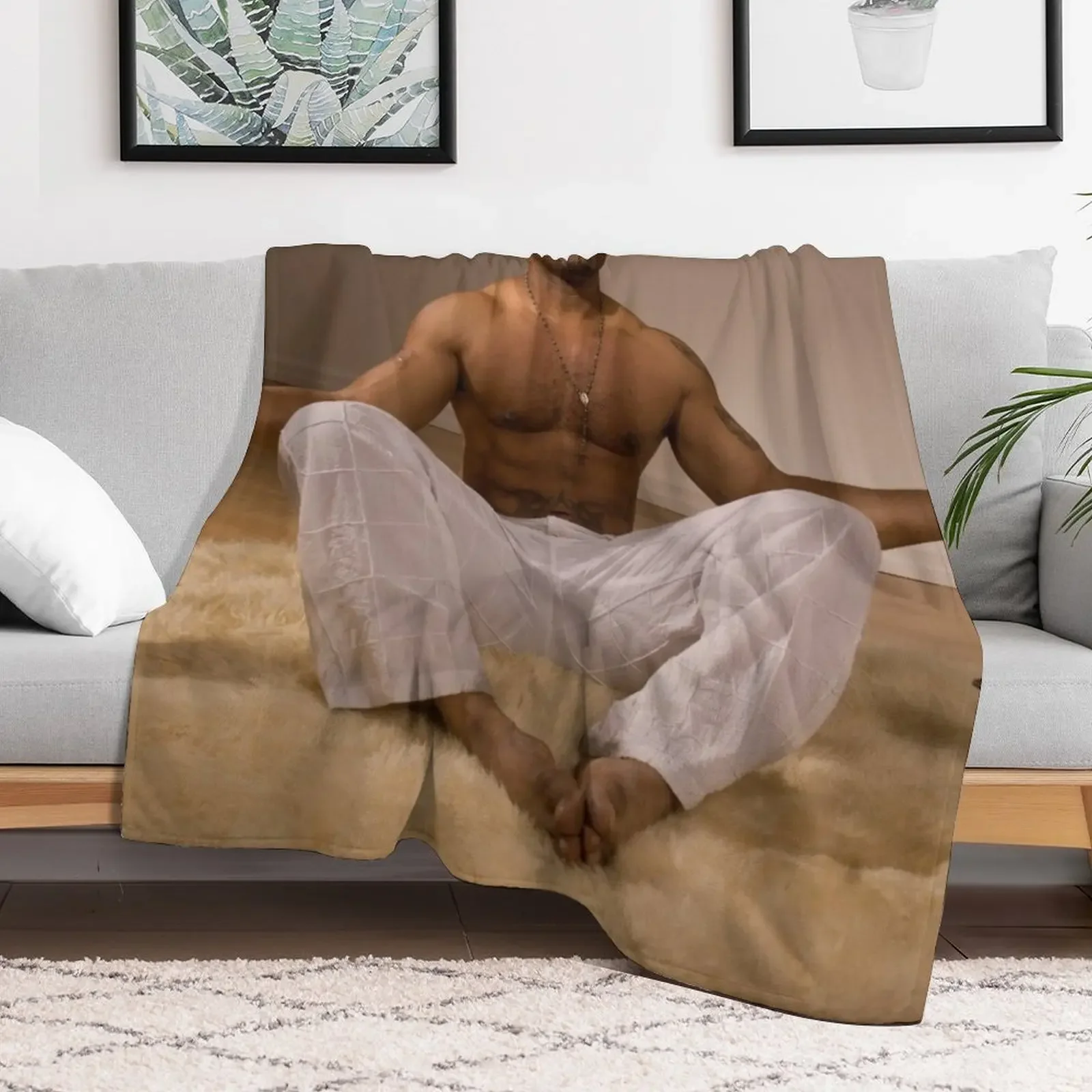Photos - Model 2 - Sexy afroamerican man 1 Design Throw Blanket Cozy Home Blanket Gift for Christmas Holiday