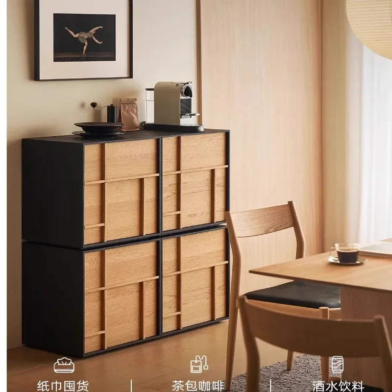 Retro simple combination side  chest  solid wood medieval combination card door cabinet, living room storage cab