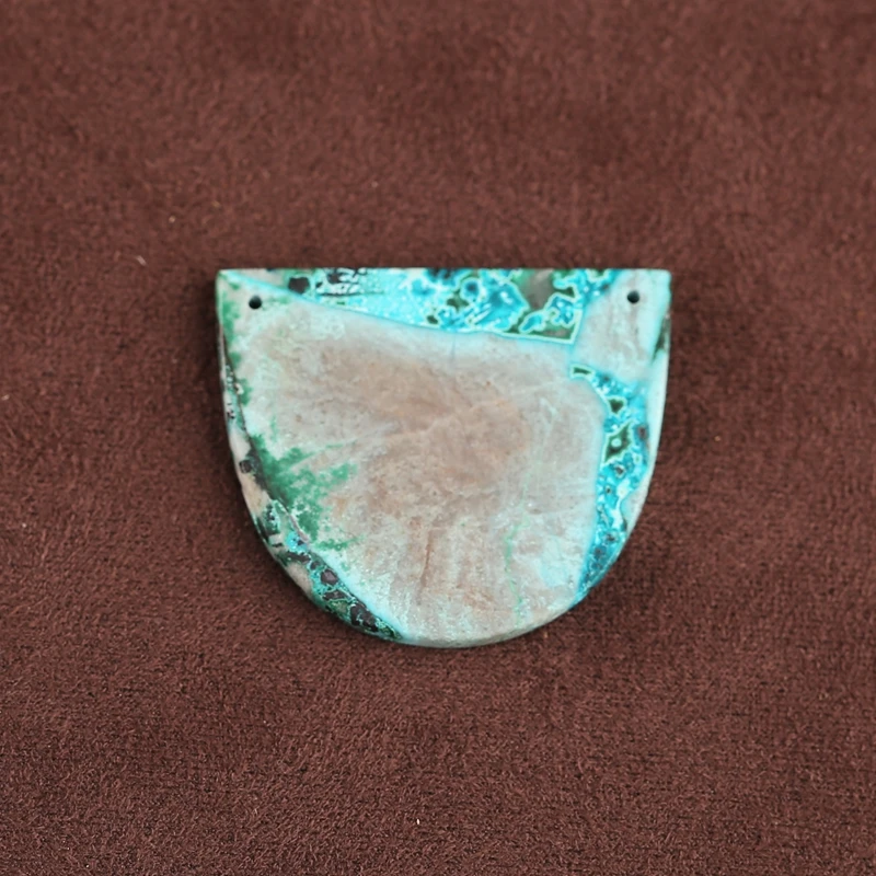 

Натуральный камень хризоколла полукруг кулон бусина 35x30x3 мм модные украшения для женщин 7 г