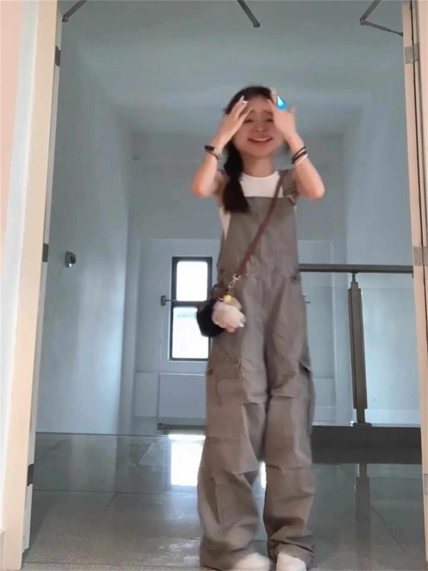 

American Retro Workwear Denim Overalls Women's High Waist Loose Slimming Younger Multi-Pocket Straight Leg Long Pants