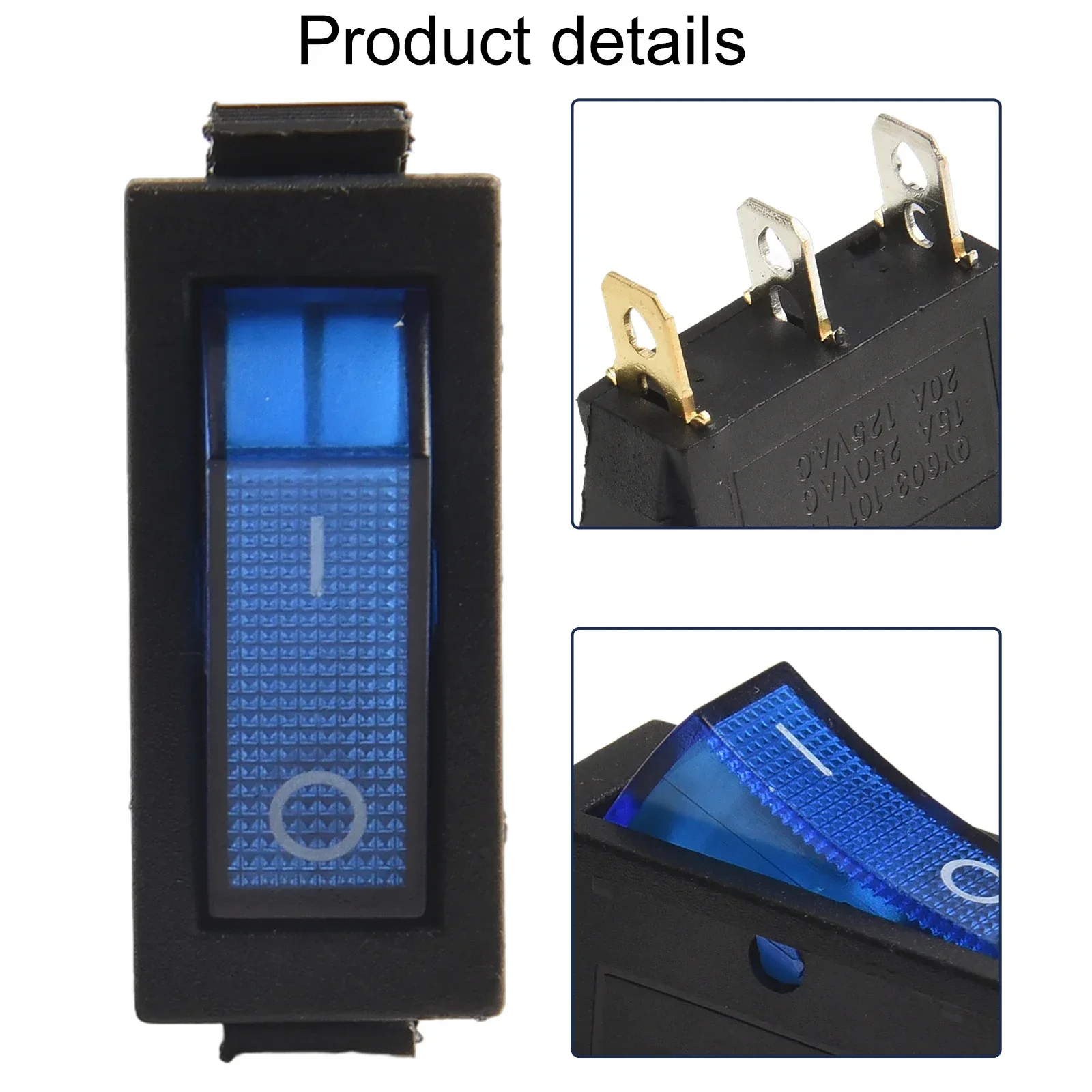 1pc Rocker Switch ON/OFF 3 Pin Red Green Blue Yellow KCD3 Rectangular Latching Neon Rocker Switch Power Tools Accessories
