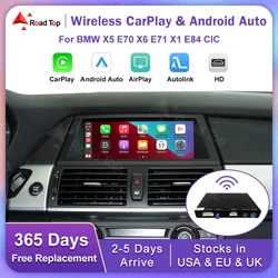 Road Top Wireless CarPlay for BMW X5 E70 X6 E71 2011-2013 X1 E84 2009-2015 CIC System with Android Auto Mirror Link AirPlay