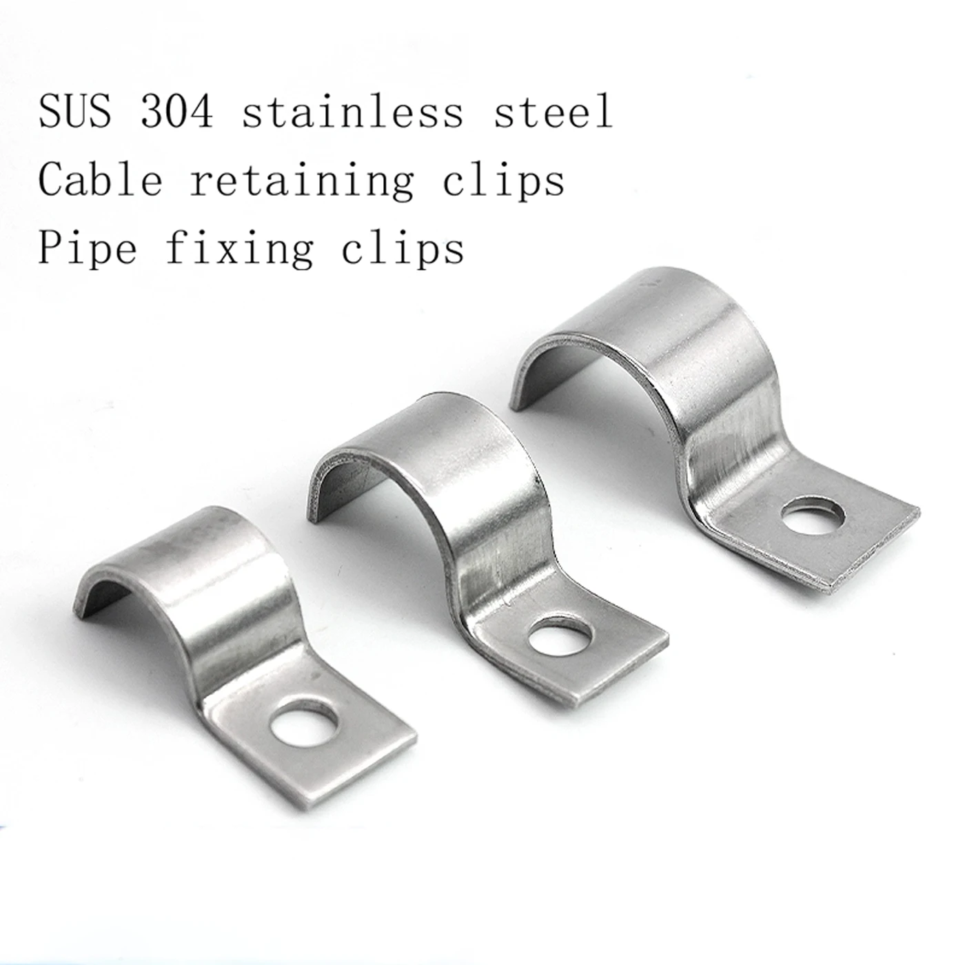 304 Stainless Steel Thickened Single Side Pipe Card Single Hole Instrument Riding Card Fixed Card P Type Cable Pipe Card