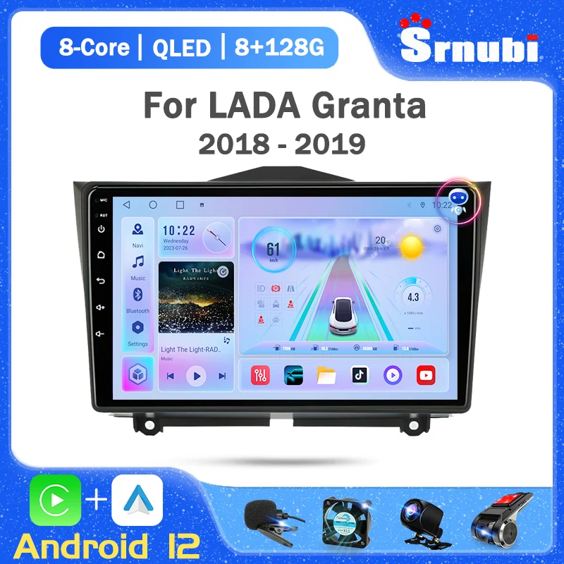 

Автомагнитола 2DIN, Android 12, для LADA BA3 Granta Cross 2018-2019, навигация, 4G, Carplay, мультимедийный видеоплеер, стерео, DVD, головное устройство