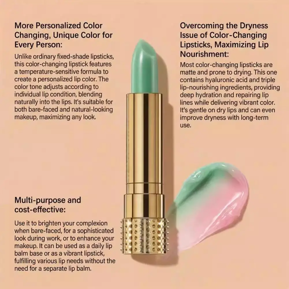 Magischer Lippenstift, Lippenbalsam, temperaturfarbverändernd, langanhaltend, nahrhaft, feuchtigkeitsspendend, wasserfest, Lipgloss, mattes Make-up – Detail 12