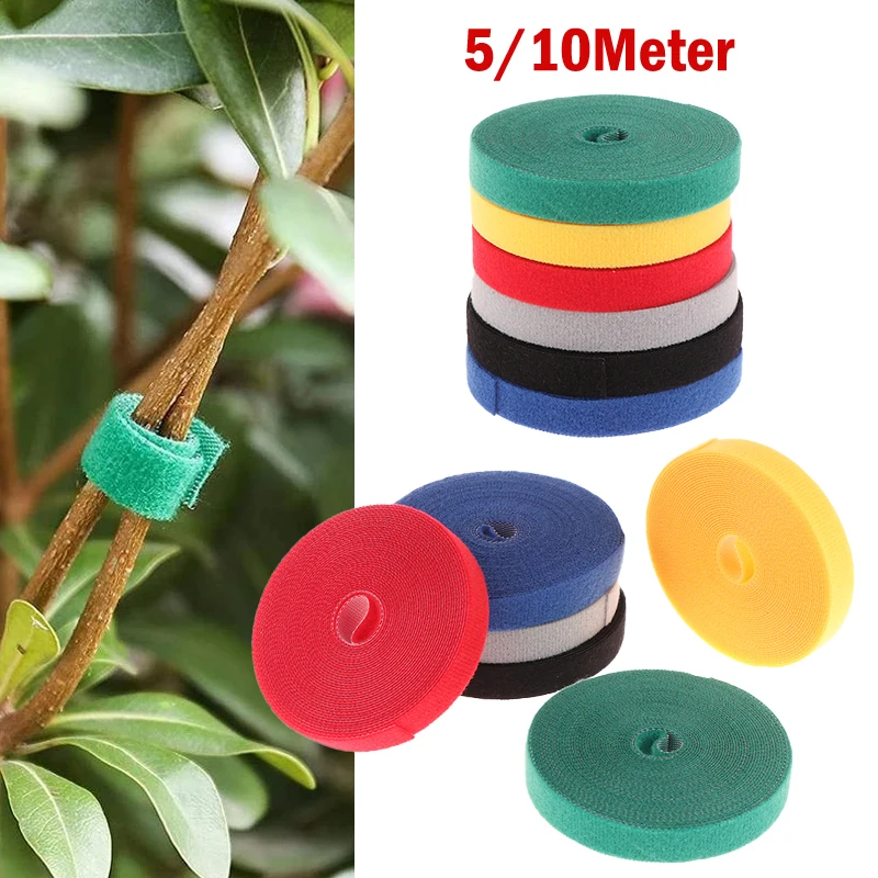 12mm 5/10M Nylon Plant Bandage Tie Tie Nylon Data Cable Organizer Plant Hook Loop Ties Home Garden Planting Accessories