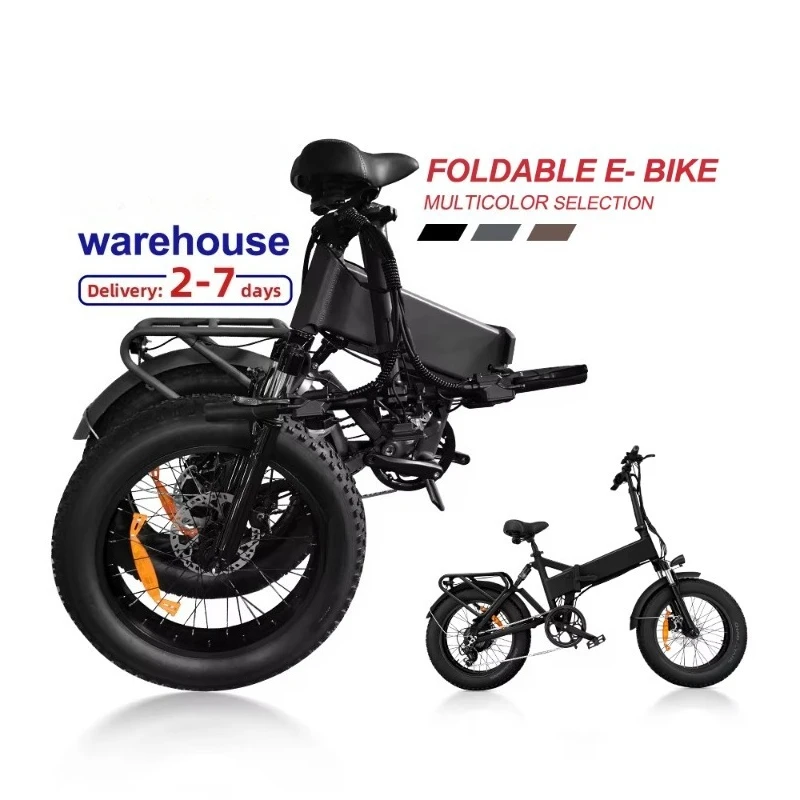 48v 250w Folding Fatbike Bicycle Lithium Battery Power 20 Inch Portable Ebike 7 Speeds Alarm for City Road Adults 50km