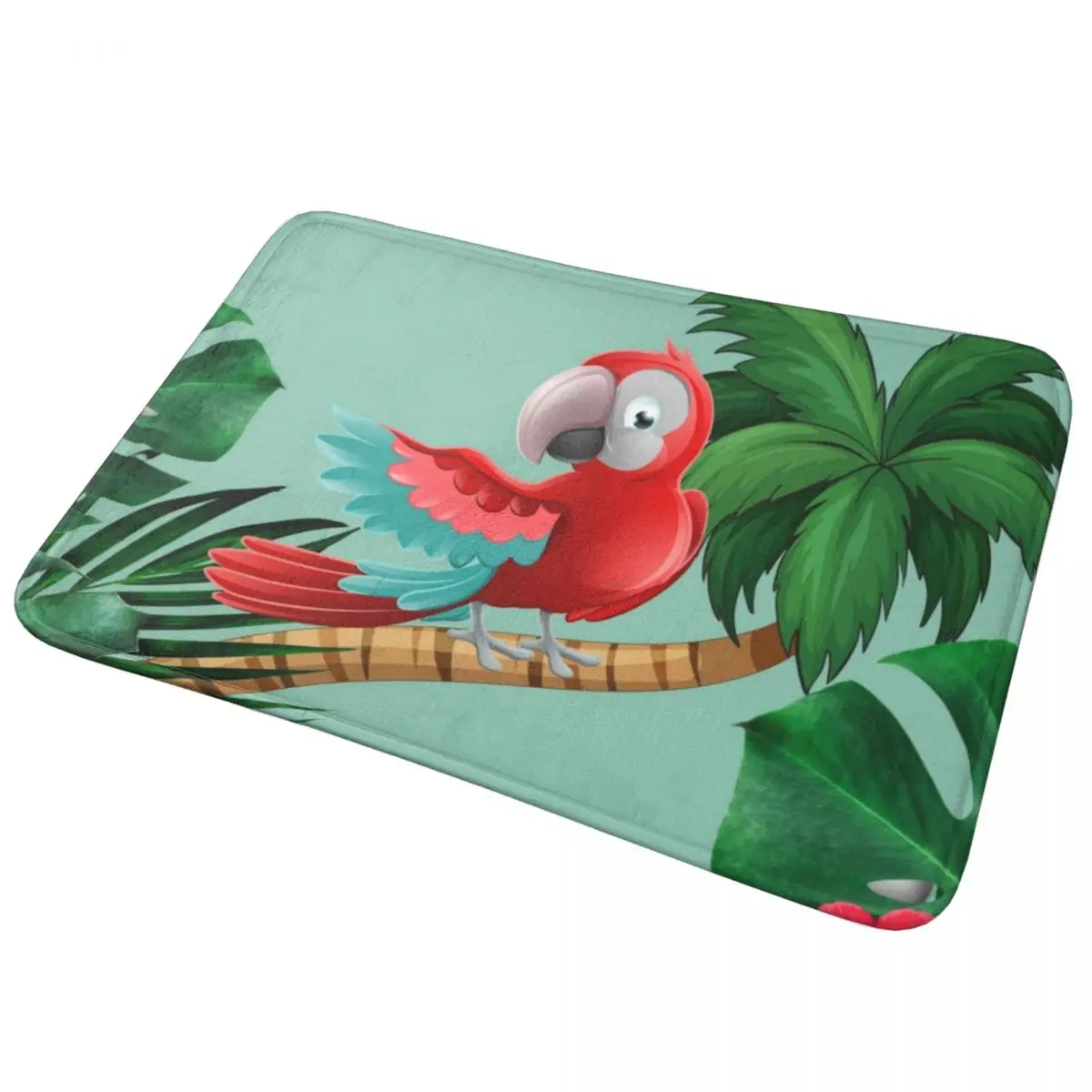 Parrot With Tropical Tree And Flowers Doormat Anti-skid Super Absorbent Bathroom Floor Mats Home Entrance Rugs Carpet Footpad