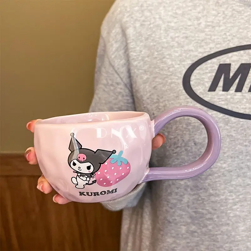 Kawaii Kuromi Cinnamoroll مرحبا كيتي سانريو لطيف الكرتون السيراميك بلدي ميلودي القدح الأطفال الحليب فنجان القهوة هدية عيد ميلاد للأطفال