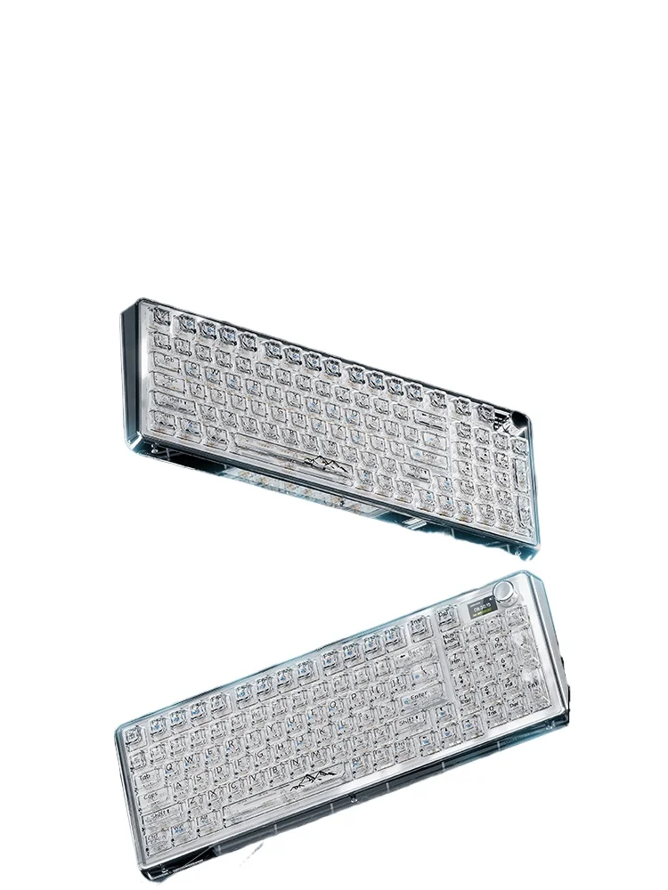 

The former V99 wireless transparent mechanical keyboard girls office customization bluetooth game e-sports