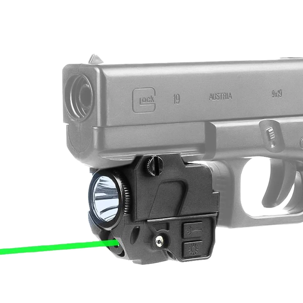 220 Lumens Pistol Rifle Magnetic Rechargeable Flashlight With Red Green Laser Tactical Weapon Light Strobe For Glock 17 19