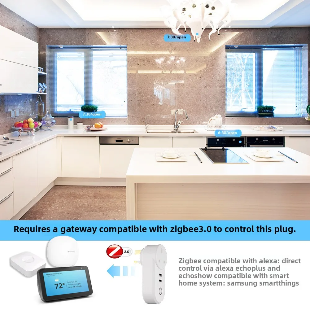 Graffiti Zigbee Smart Home European Standard Socket Dual USBapp Timing Voice Smart Socket Smart Plug