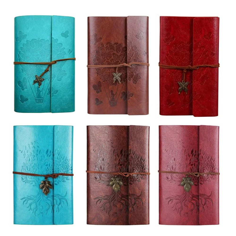 

New 10pcs/lot Vintage Binder Embossed Travelers Notepads PU Leather Journal Notebook Refillable Retro Spiral Diary Sketchbook