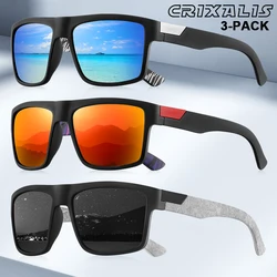 CRIXALIS 3PCS Fashion Square Sunglasses for Men Outdoor Sports Sunglasses Women Anti-glare Mirror Driving Travel Shades UV400