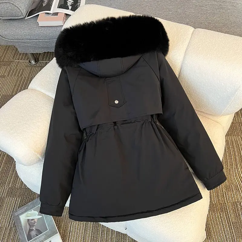 2025 Winter Coat Women Parkas Casual Parka Clothing Long Jacket Hooded Parka Fur Lining Thick Black Khaki Snow Outwear Female