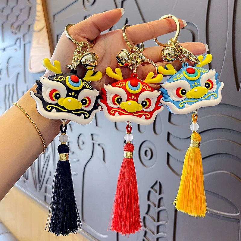 Neue süße Drachen Schlüssel bund Schlüssel ring chinesische Neujahr viel Glück Charme Anhänger mit Quaste für Tasche Geldbörse Auto Schlüssel anhänger Party Dekor