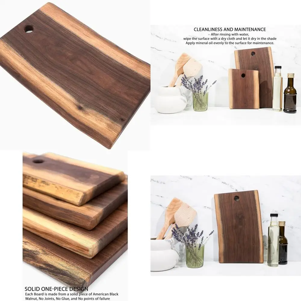 

Amish-Crafted 8x12 Live Edge Black Walnut Board - Reversible, Durable Hardwood Serving & Charcuterie Surface