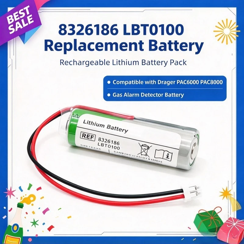 8326186 LBT0100 3.6V 2.4Ah Rechargeable Lithium Battery Compatible with Drager PAC6000 PAC8000 Gas Alarm Detector Replacement