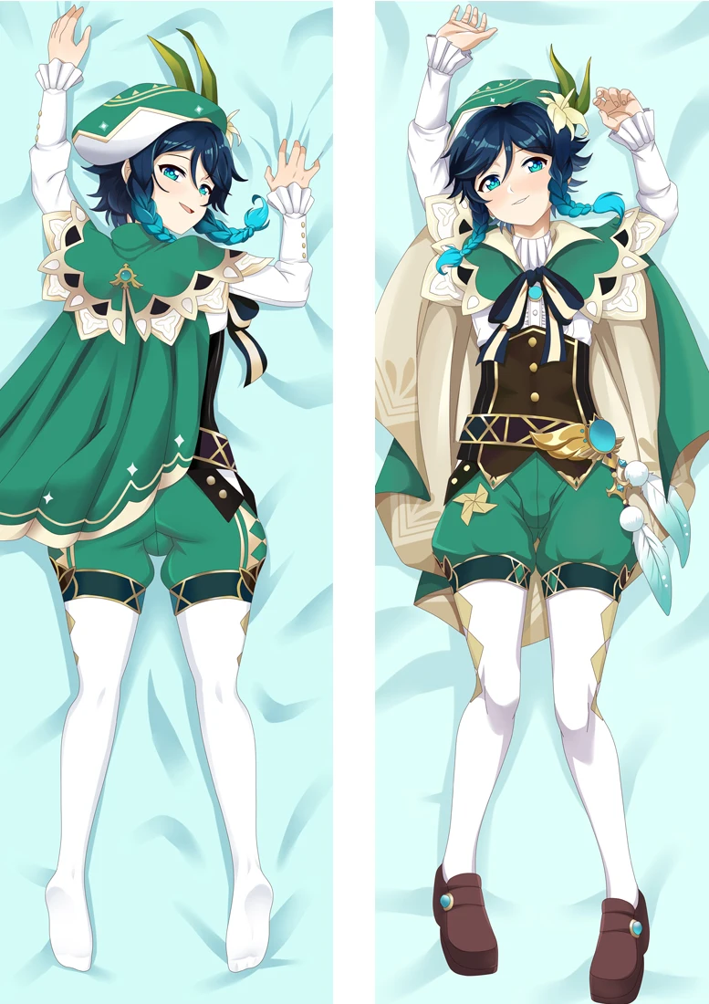 50x180cm Game Genshin Impact Travelling Poet Venti Cosplay Dakimakura Pillow Case Hugging Body Prop