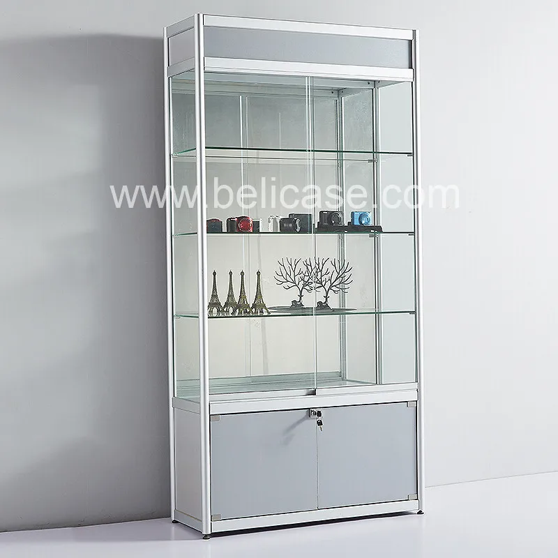 (customized)Led Light Display Showcase Customized  Display Racks and Stands Shop Aluminum Glass Display Cabinet Sale