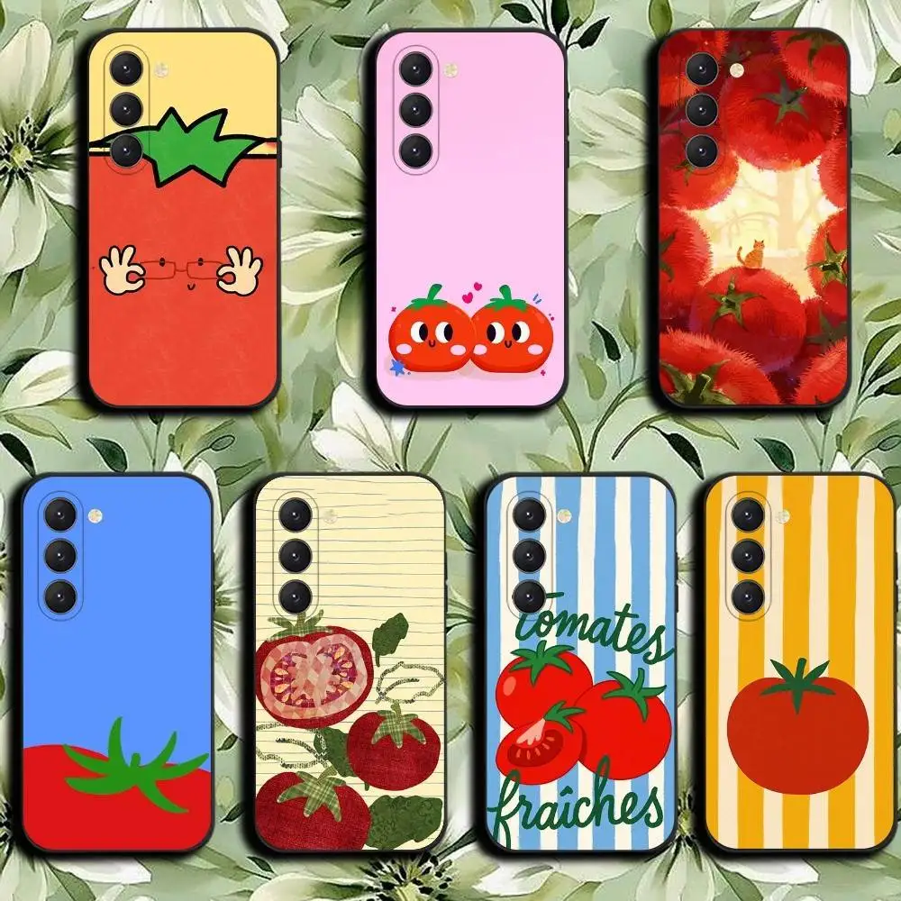 Cute Tomato Phone Case For Samsung Galaxy A52 A42 A32 Black Cover A22 A12 A02S A72 A73 A51 A41 A31 A21S A71 A40 A30S A20S