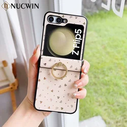 for Samsung Galaxy Z Flip 7 Fashion Ring Holder Phone case for Samsung Z Flip 7 6 5 4 3 Z Flip7 Heart Star Pattern Stand Cover