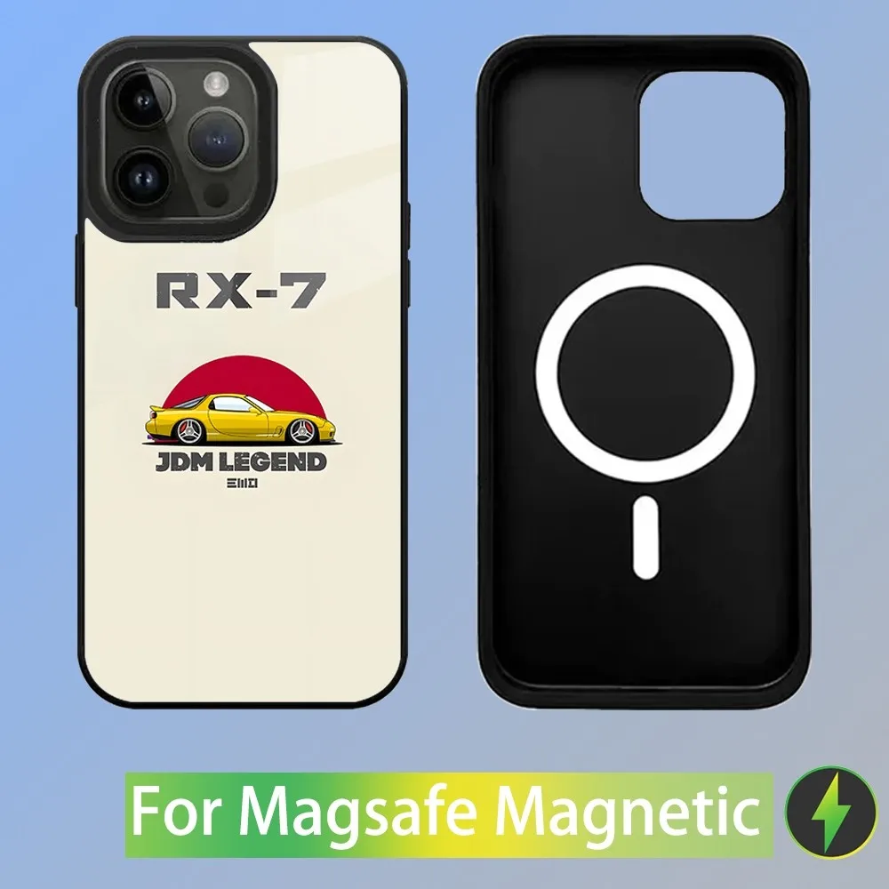 Rx7 jdm legenden autos telefon hülle für iphone 15,14,13,12,11, plus, pro, max mini magsafe magnetisches kabelloses laden