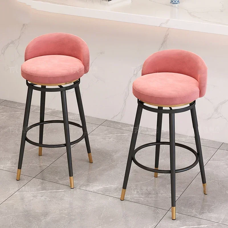 

Metal Swivel Bar Chair Pink Counter Barstool Metal Table Kitchen Bar Stool Modern Nordic Cadeira Giratoria Restaurant Furniture