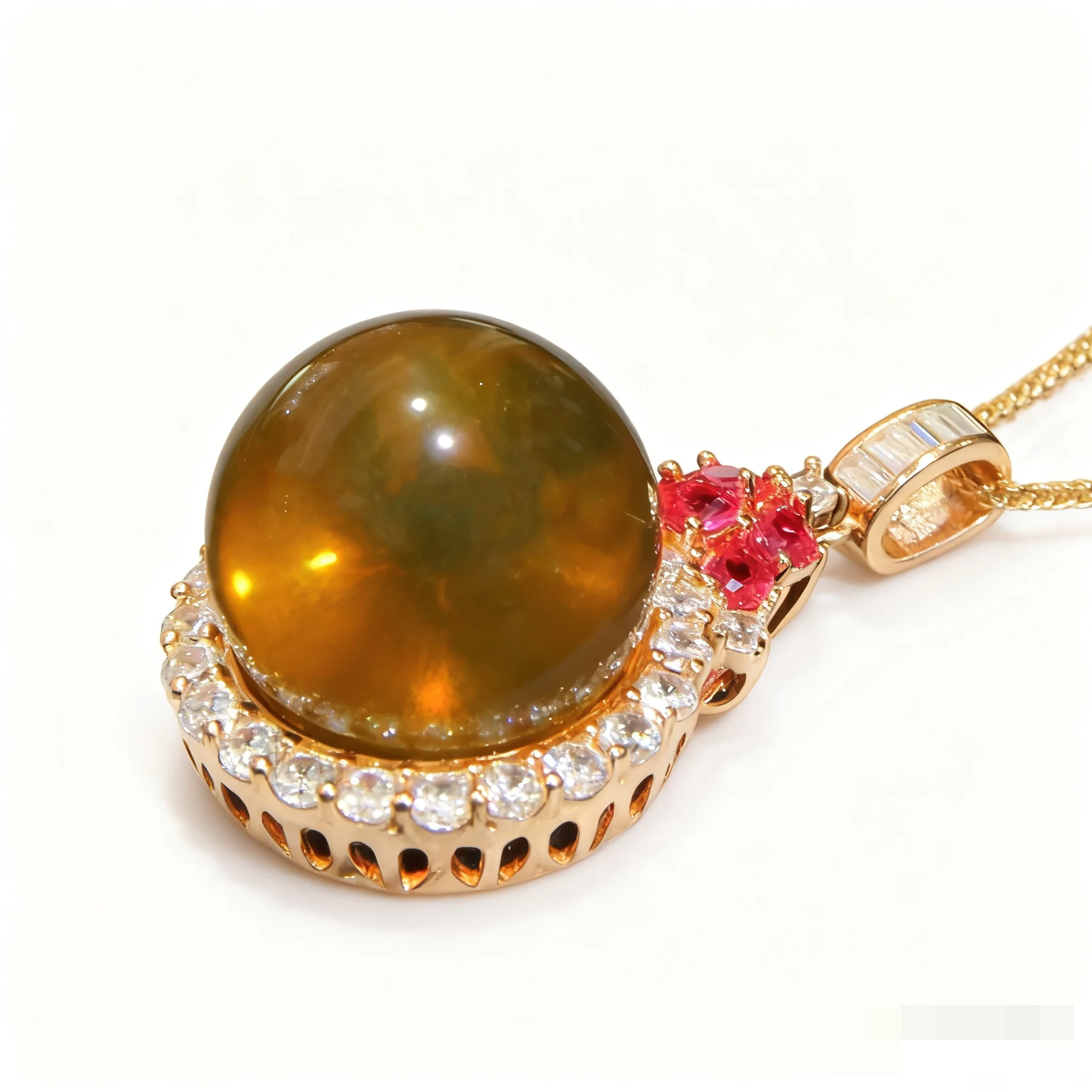 

Natural Mexican Blue Amber Pendant 19mm Sterling Silver Flower Design with Diamond Halo Solid Silver Jewelry Gift for Women