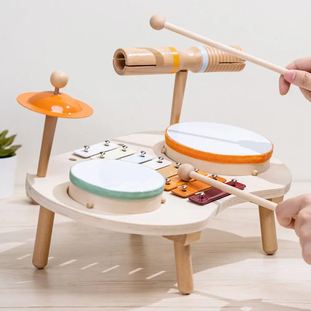 New Wooden Musical Instruments Toys Drum Musical Montessori Toys Birthday Gifts Eight Percussion Instruments Baby